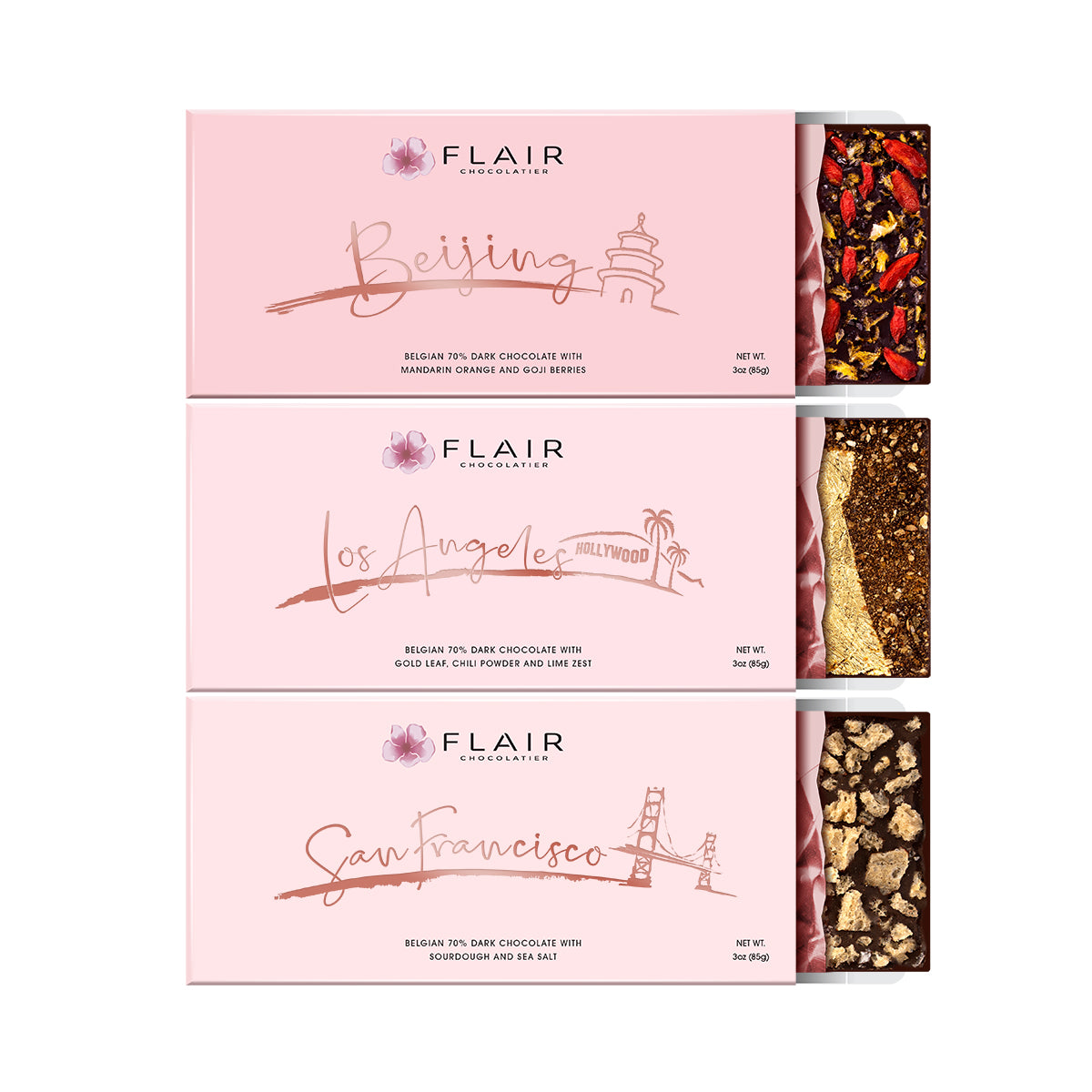 Belgian Dark Chocolate, 3-Set - Flair Chocolatier
