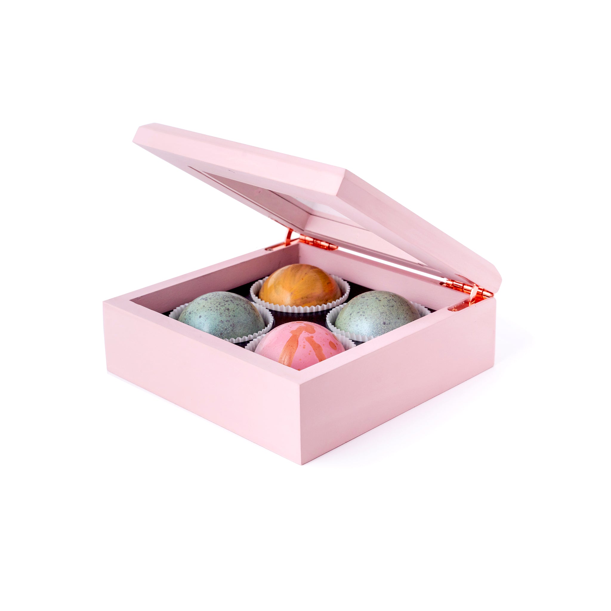 Maple Wood Box of Chocolate Truffles, 4 pc. (Limited Edition) - Flair Chocolatier