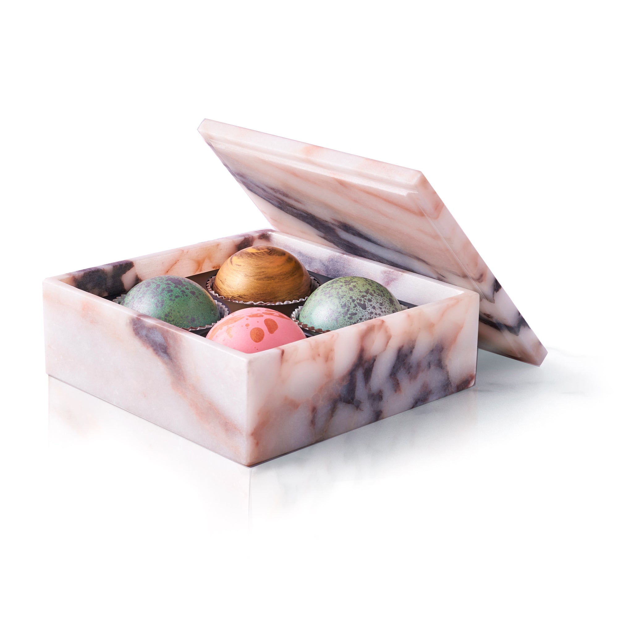 Marble Box of Chocolate Truffles, 4 pc. (Limited Edition) - Flair Chocolatier
